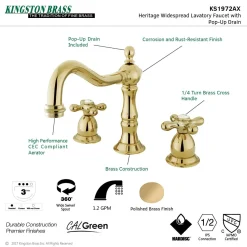 Kingston Brass Heritage Cross-Handle 8-Inch Widespread Bathroom Faucet