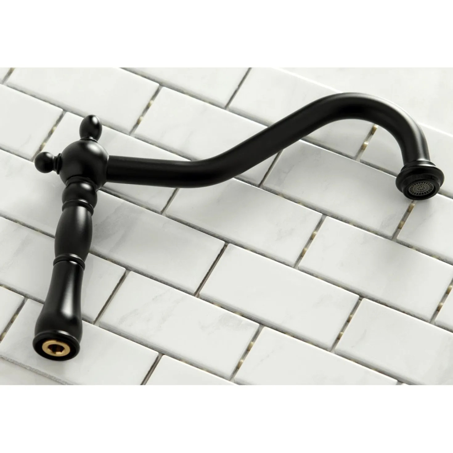 Kingston Brass Heritage Deck Mount 8" Bridge Kitchen Faucet with Brass Sprayer