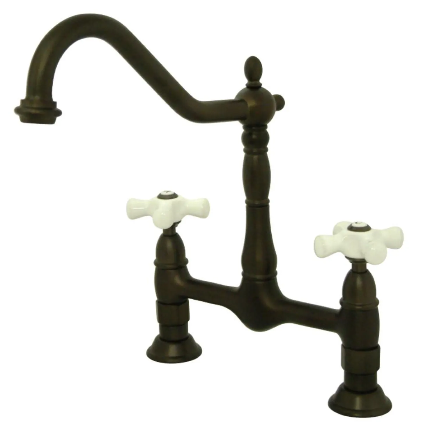 Kingston Brass Heritage Deck Mount 2-Hole Kitchen Bridge Faucet