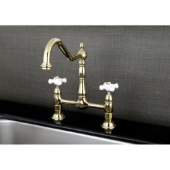 Kingston Brass Heritage Deck Mount 2-Hole Kitchen Bridge Faucet