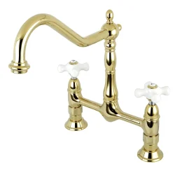 Kingston Brass Heritage Deck Mount 2-Hole Kitchen Bridge Faucet