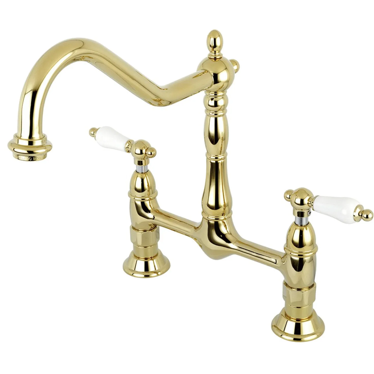 Kingston Brass Heritage Deck Mount Kitchen Bridge Faucet