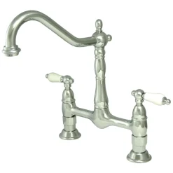 Kingston Brass Heritage Deck Mount Kitchen Bridge Faucet