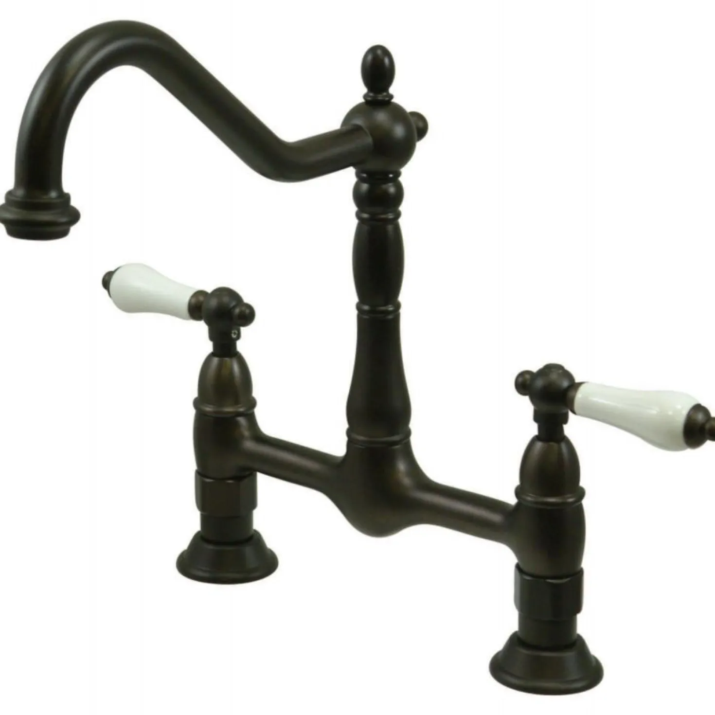 Kingston Brass Heritage Deck Mount Kitchen Bridge Faucet