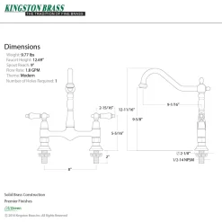 Kingston Brass Heritage Deck Mount Kitchen Bridge Faucet