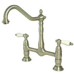 Kingston Brass Heritage Deck Mount Kitchen Bridge Faucet