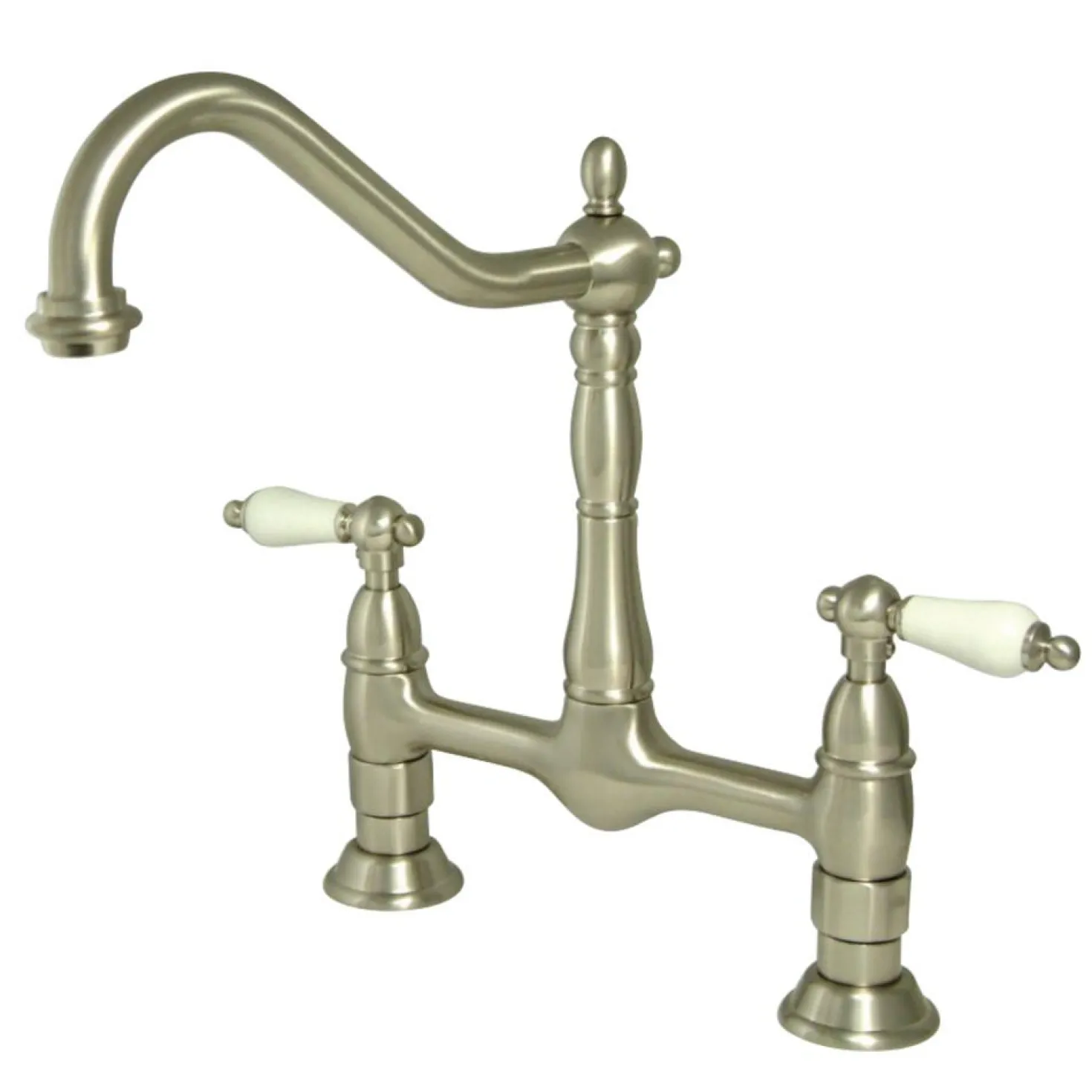Kingston Brass Heritage Deck Mount Kitchen Bridge Faucet