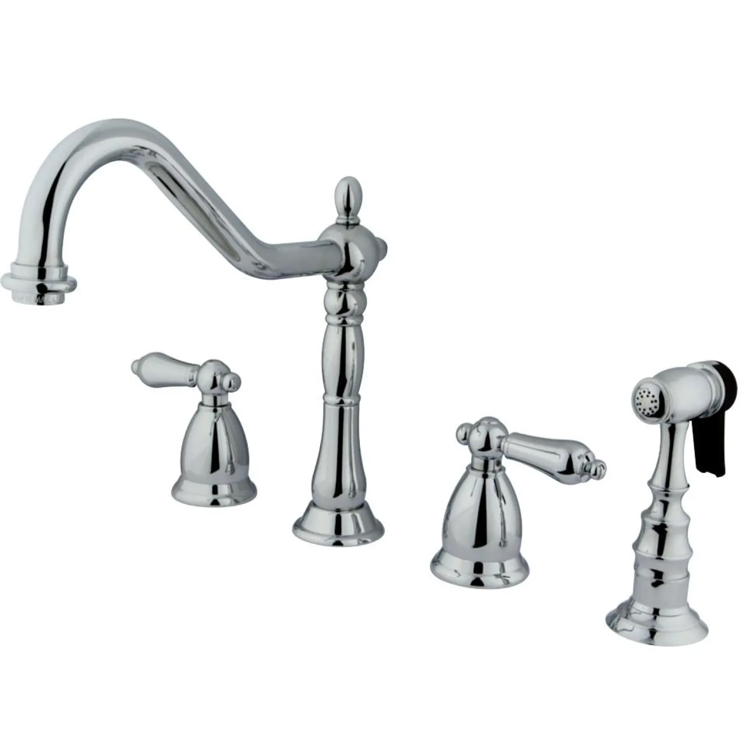 Kingston Brass Heritage Deck Mount Widespread 4-Hole Kitchen Faucet