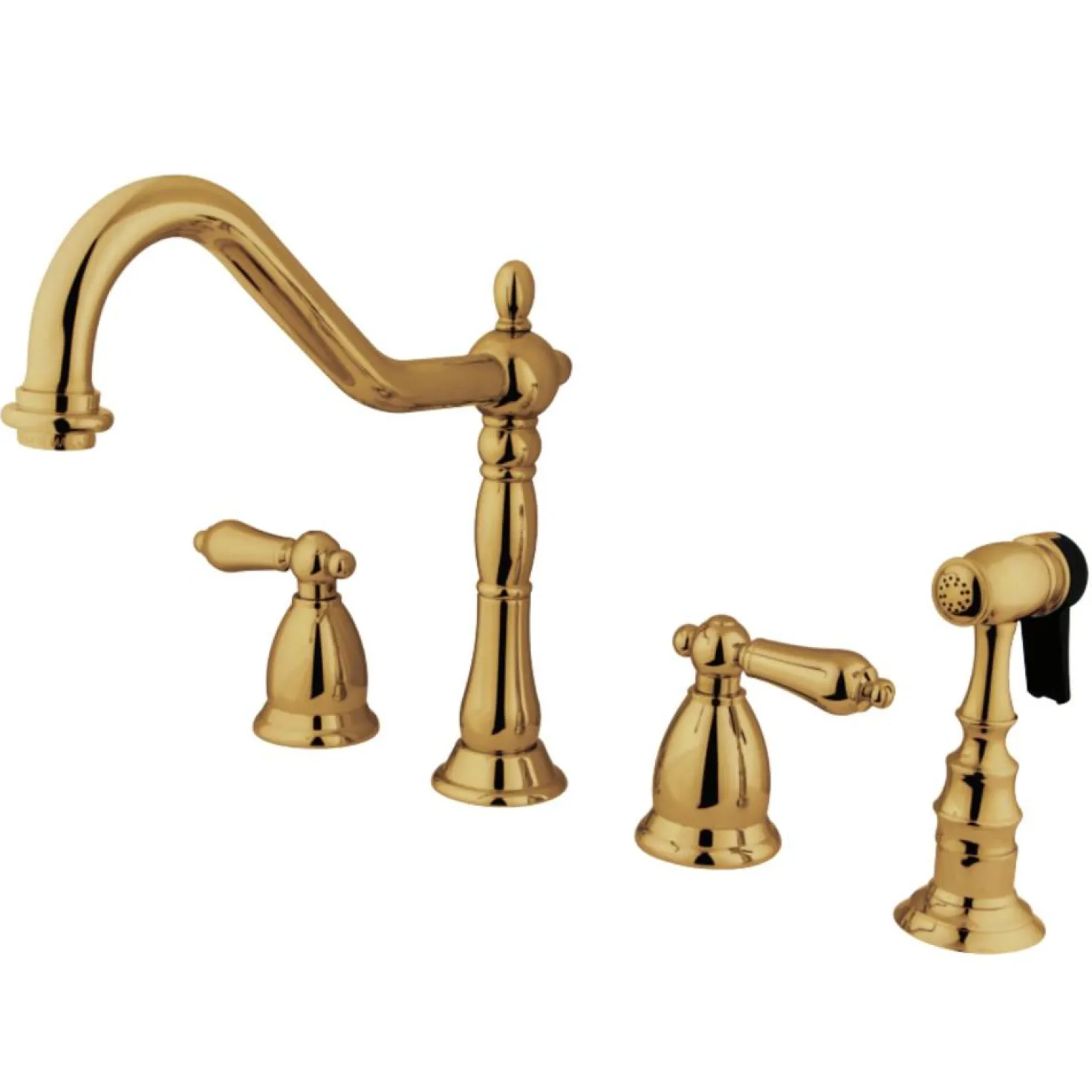 Kingston Brass Heritage Deck Mount Widespread 4-Hole Kitchen Faucet