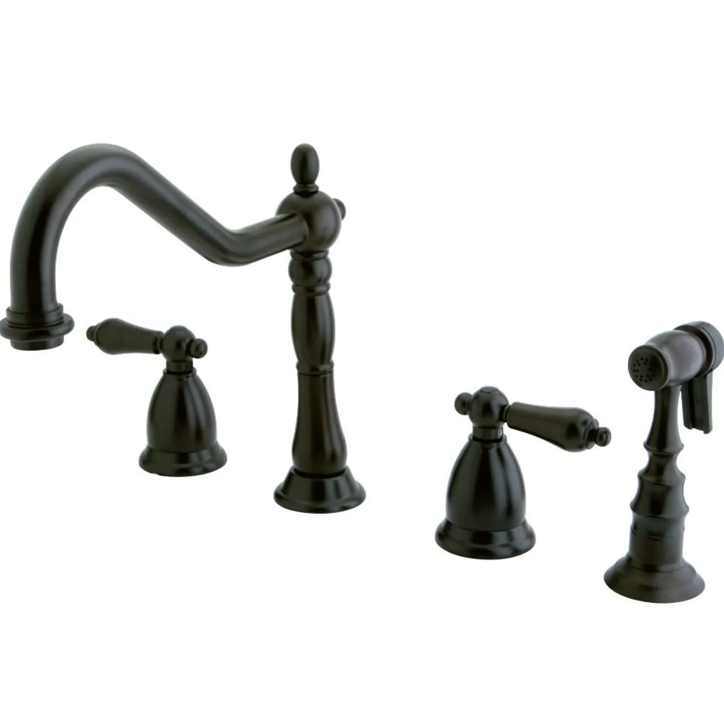 Kingston Brass Heritage Deck Mount Widespread 4-Hole Kitchen Faucet