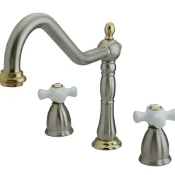 Kingston Brass Heritage Deck Mount Widespread 3-Hole Kitchen Faucet