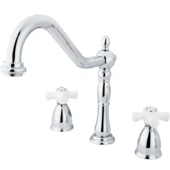 Kingston Brass Heritage Deck Mount Widespread 3-Hole Kitchen Faucet