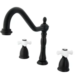 Kingston Brass Heritage Deck Mount Widespread 3-Hole Kitchen Faucet