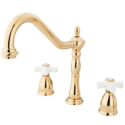 Kingston Brass Heritage Deck Mount Widespread 3-Hole Kitchen Faucet