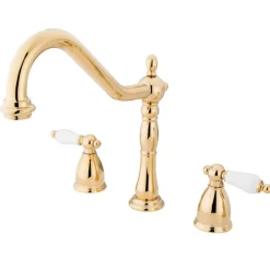 Kingston Brass Heritage Deck Mount Widespread Kitchen Faucet