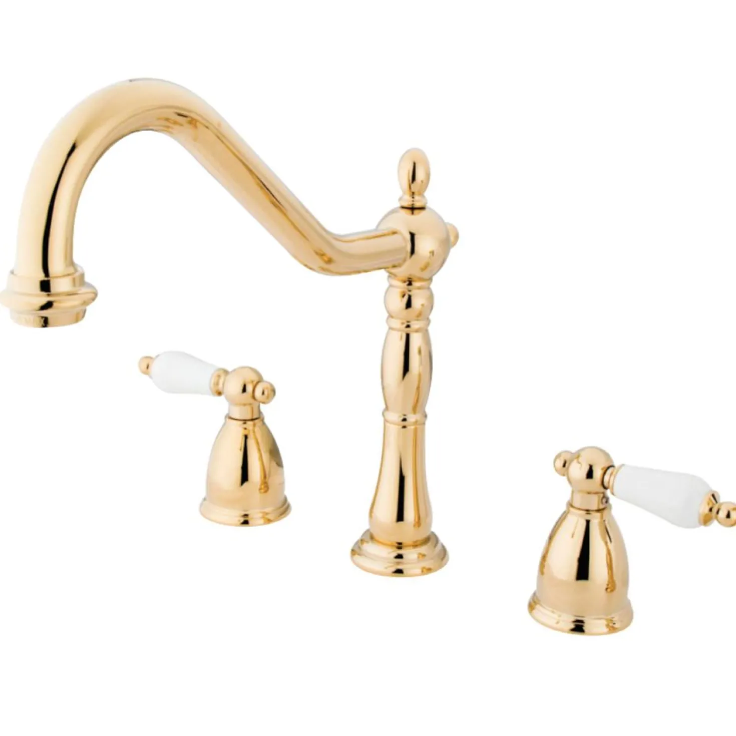 Kingston Brass Heritage Deck Mount Widespread Kitchen Faucet