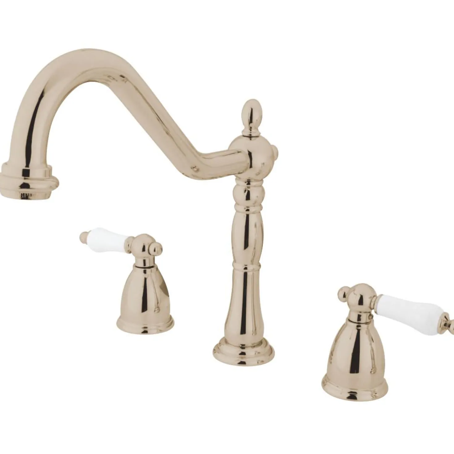Kingston Brass Heritage Deck Mount Widespread Kitchen Faucet