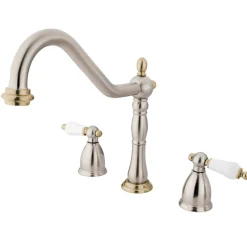 Kingston Brass Heritage Deck Mount Widespread Kitchen Faucet