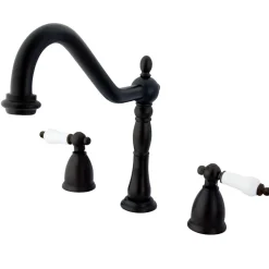 Kingston Brass Heritage Deck Mount Widespread Kitchen Faucet