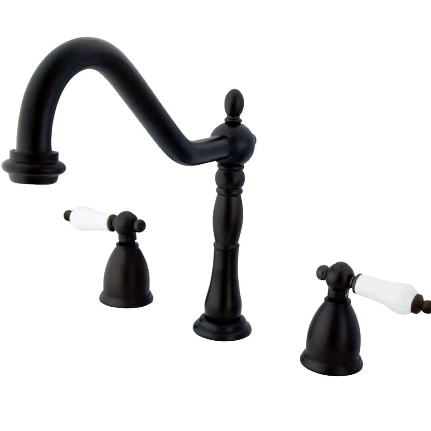 Kingston Brass Heritage Deck Mount Widespread Kitchen Faucet