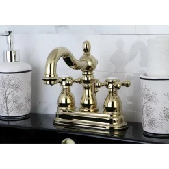 Kingston Brass Heritage Deck Mount 3-Hole 4-Inch Centerset Bathroom Faucet