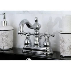 Kingston Brass Heritage Deck Mount 3-Hole 4-Inch Centerset Bathroom Faucet
