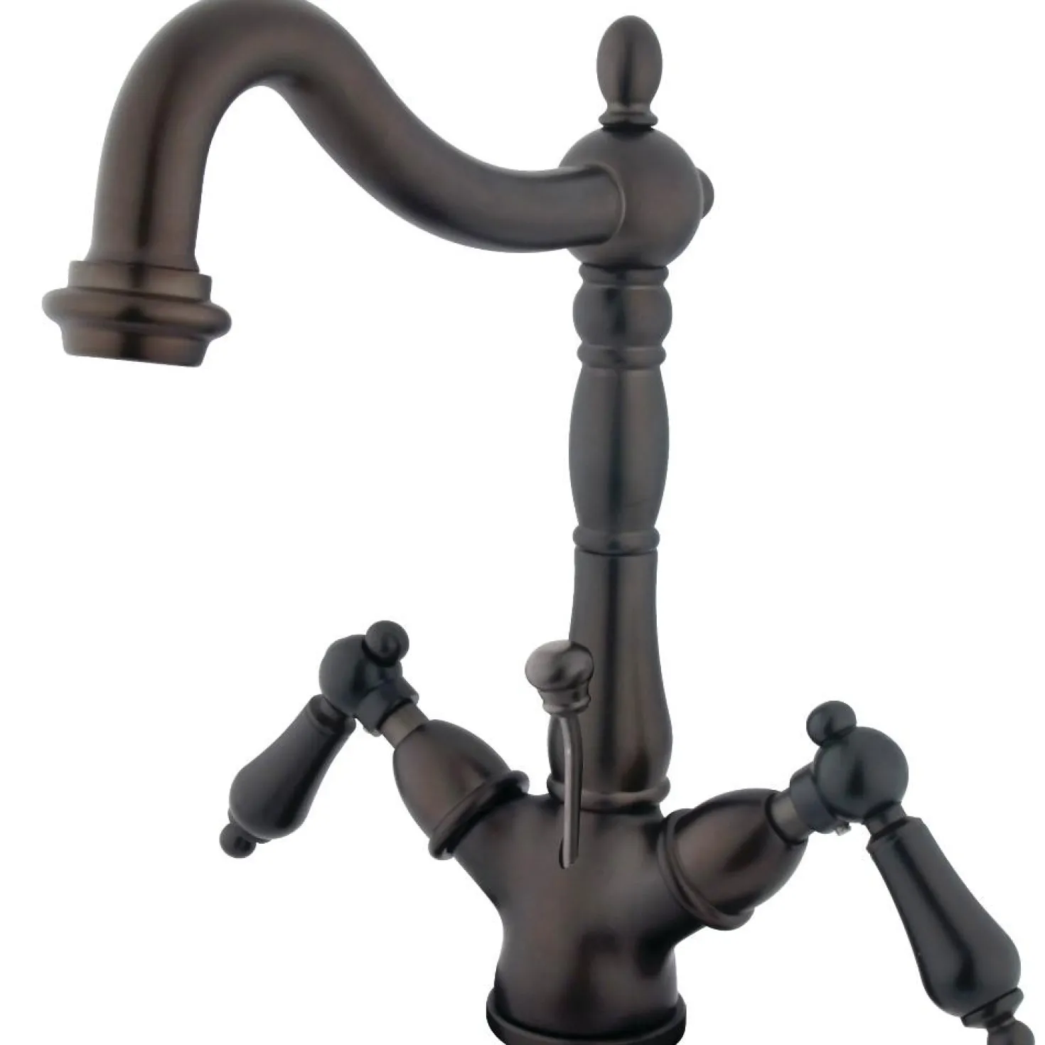 Kingston Brass Heritage Deck Mount 4-Inch Centerset Bathroom Faucet with Pop-Up Drain