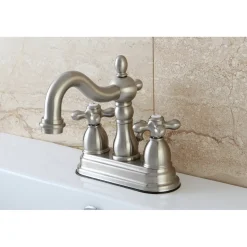 Kingston Brass Heritage Deck Mount 4-Inch Centerset Bathroom Faucet