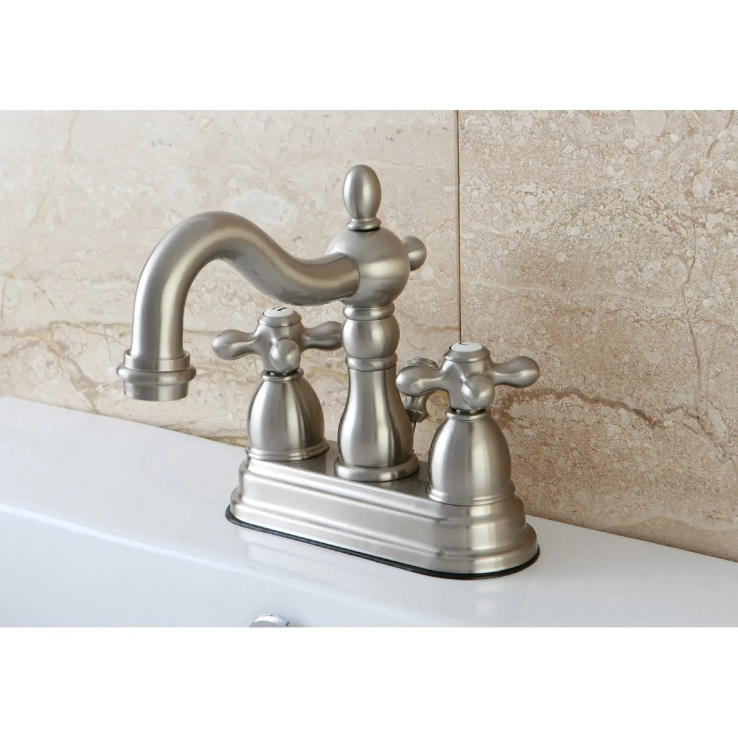 Kingston Brass Heritage Deck Mount 4-Inch Centerset Bathroom Faucet