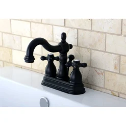 Kingston Brass Heritage Deck Mount 4-Inch Centerset Bathroom Faucet