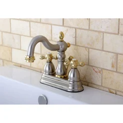 Kingston Brass Heritage Deck Mount 4-Inch Centerset Bathroom Faucet
