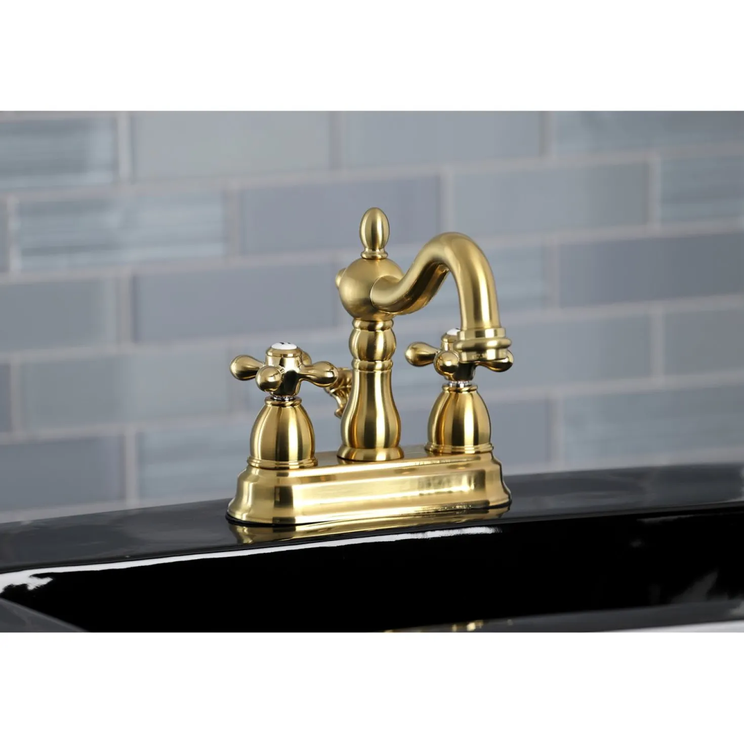 Kingston Brass Heritage Deck Mount 4-Inch Centerset Bathroom Faucet