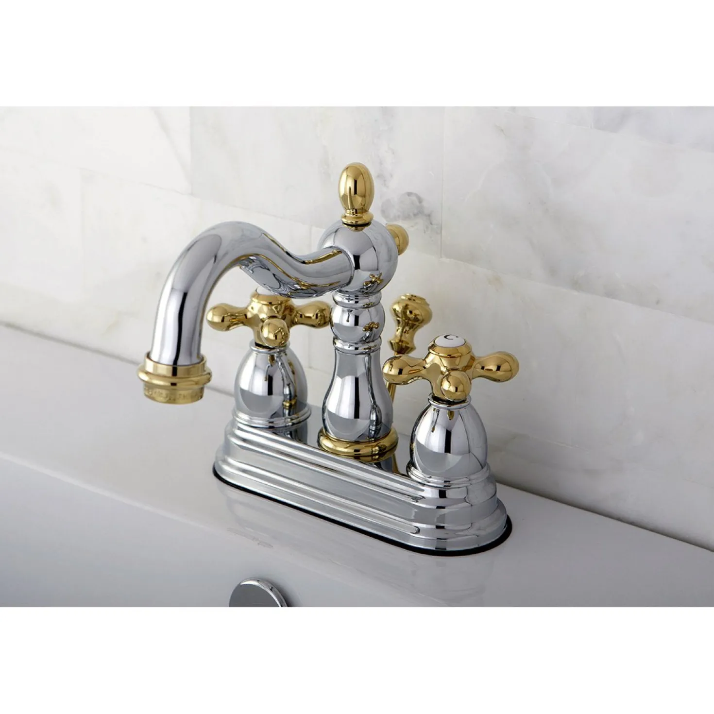 Kingston Brass Heritage Deck Mount 4-Inch Centerset Bathroom Faucet
