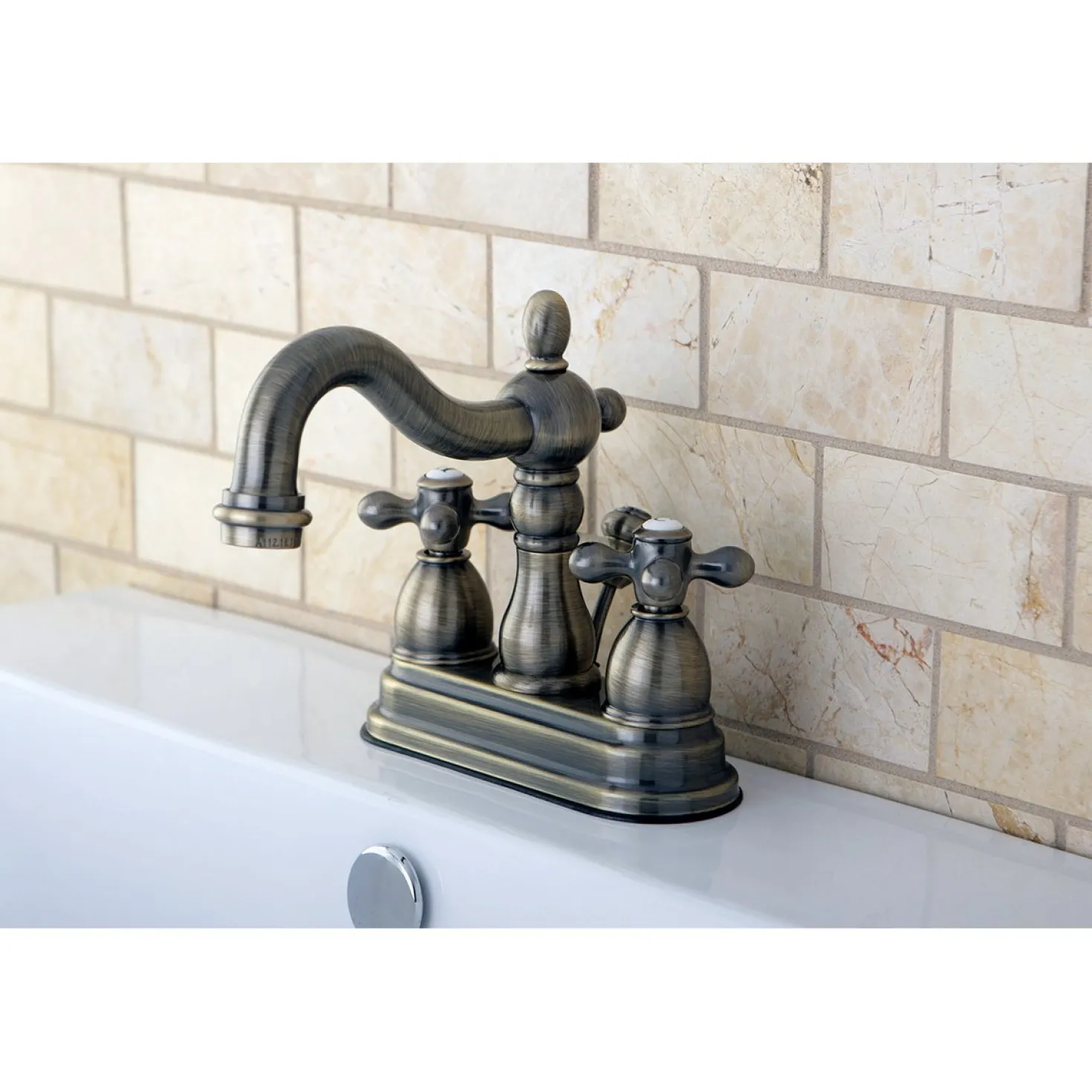 Kingston Brass Heritage Deck Mount 4-Inch Centerset Bathroom Faucet