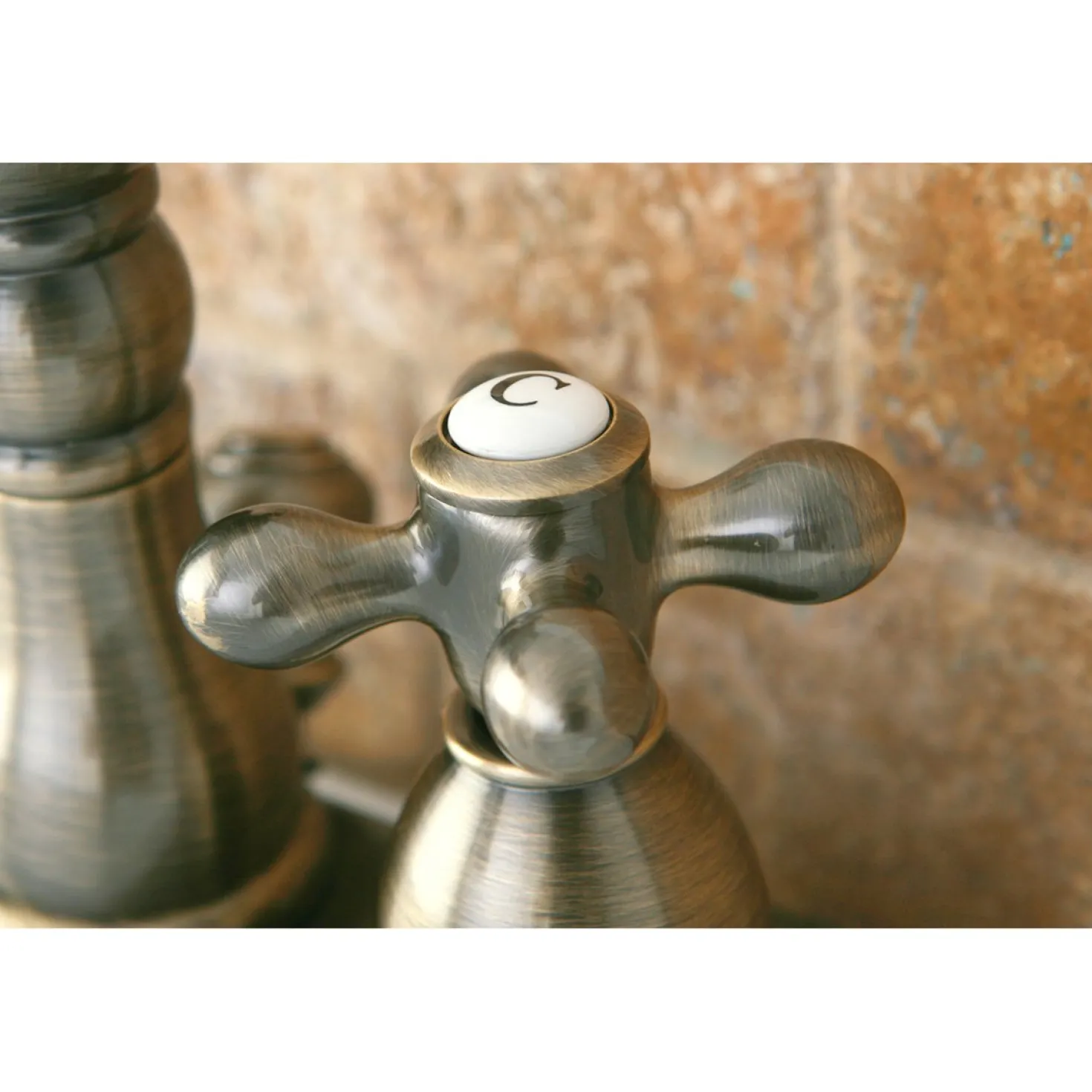 Kingston Brass Heritage Deck Mount 4-Inch Centerset Bathroom Faucet