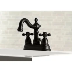 Kingston Brass Heritage Deck Mount 4-Inch Centerset Bathroom Faucet
