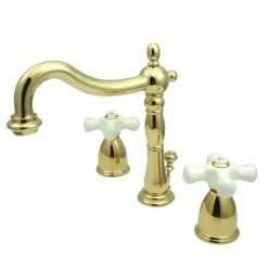 Kingston Brass Heritage Deck Mount 3-Hole 8-Inch Widespread Bathroom Faucet