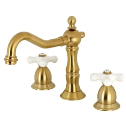 Kingston Brass Heritage Deck Mount 3-Hole 8-Inch Widespread Bathroom Faucet