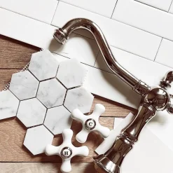Kingston Brass Heritage Deck Mount 3-Hole 8-Inch Widespread Bathroom Faucet