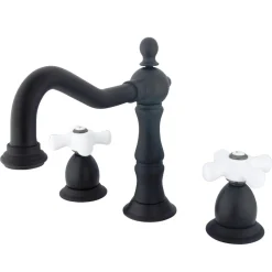 Kingston Brass Heritage Deck Mount 3-Hole 8-Inch Widespread Bathroom Faucet