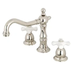 Kingston Brass Heritage Deck Mount 3-Hole 8-Inch Widespread Bathroom Faucet
