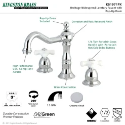 Kingston Brass Heritage Deck Mount 3-Hole 8-Inch Widespread Bathroom Faucet