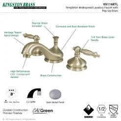 Kingston Brass Heritage Deck Mount 8-Inch Widespread 3-Hole Bathroom Faucet