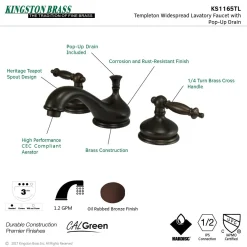 Kingston Brass Heritage Deck Mount 8-Inch Widespread 3-Hole Bathroom Faucet