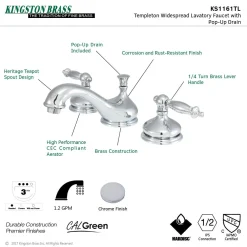 Kingston Brass Heritage Deck Mount 8-Inch Widespread 3-Hole Bathroom Faucet