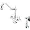 Kingston Brass Heritage Double Handle Kitchen Faucet with Side Sprayer