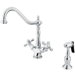 Kingston Brass Heritage Double Handle Kitchen Faucet with Side Sprayer
