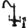 Kingston Brass Heritage 2-Handle Kitchen Faucet with Brass Sprayer