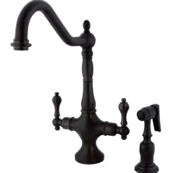 Kingston Brass Heritage 2-Handle Kitchen Faucet with Brass Sprayer