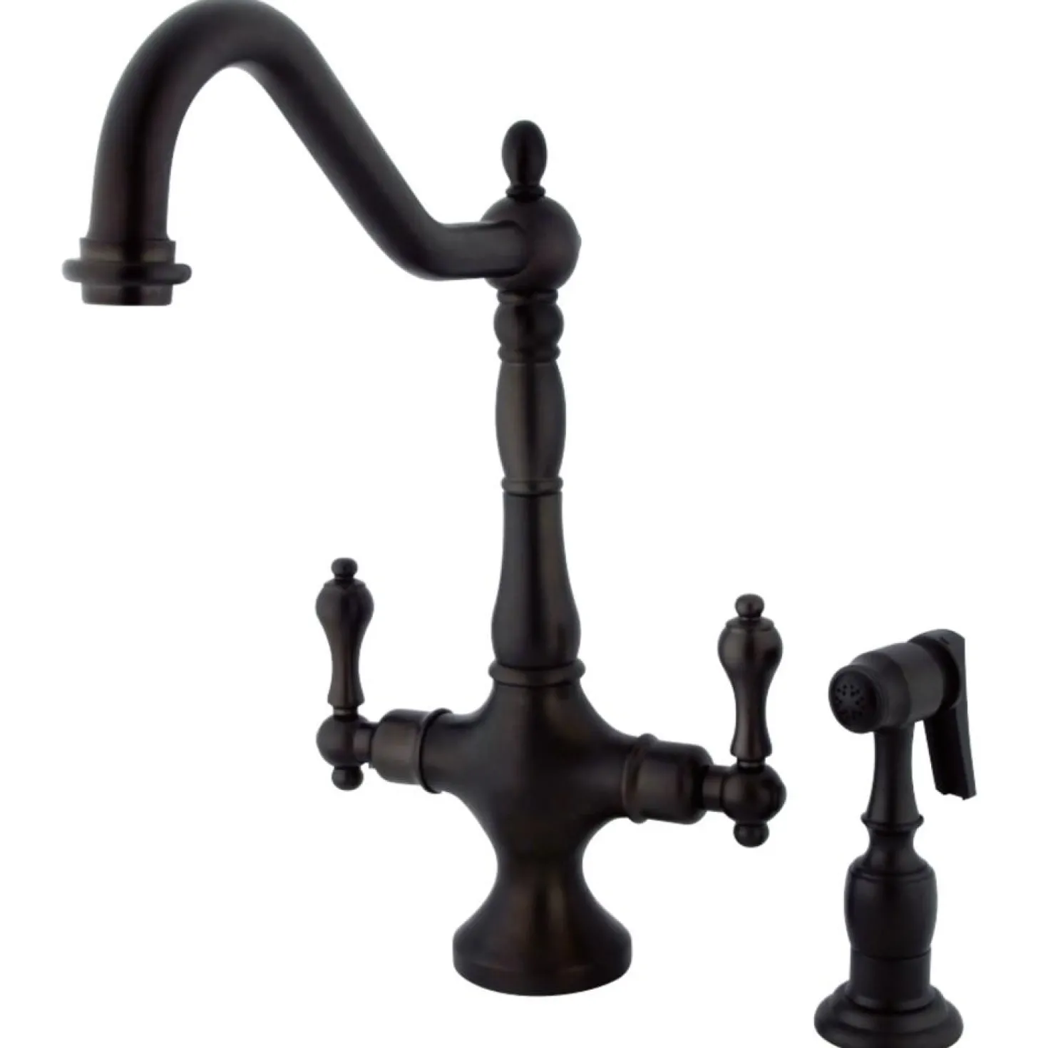 Kingston Brass Heritage 2-Handle Kitchen Faucet with Brass Sprayer